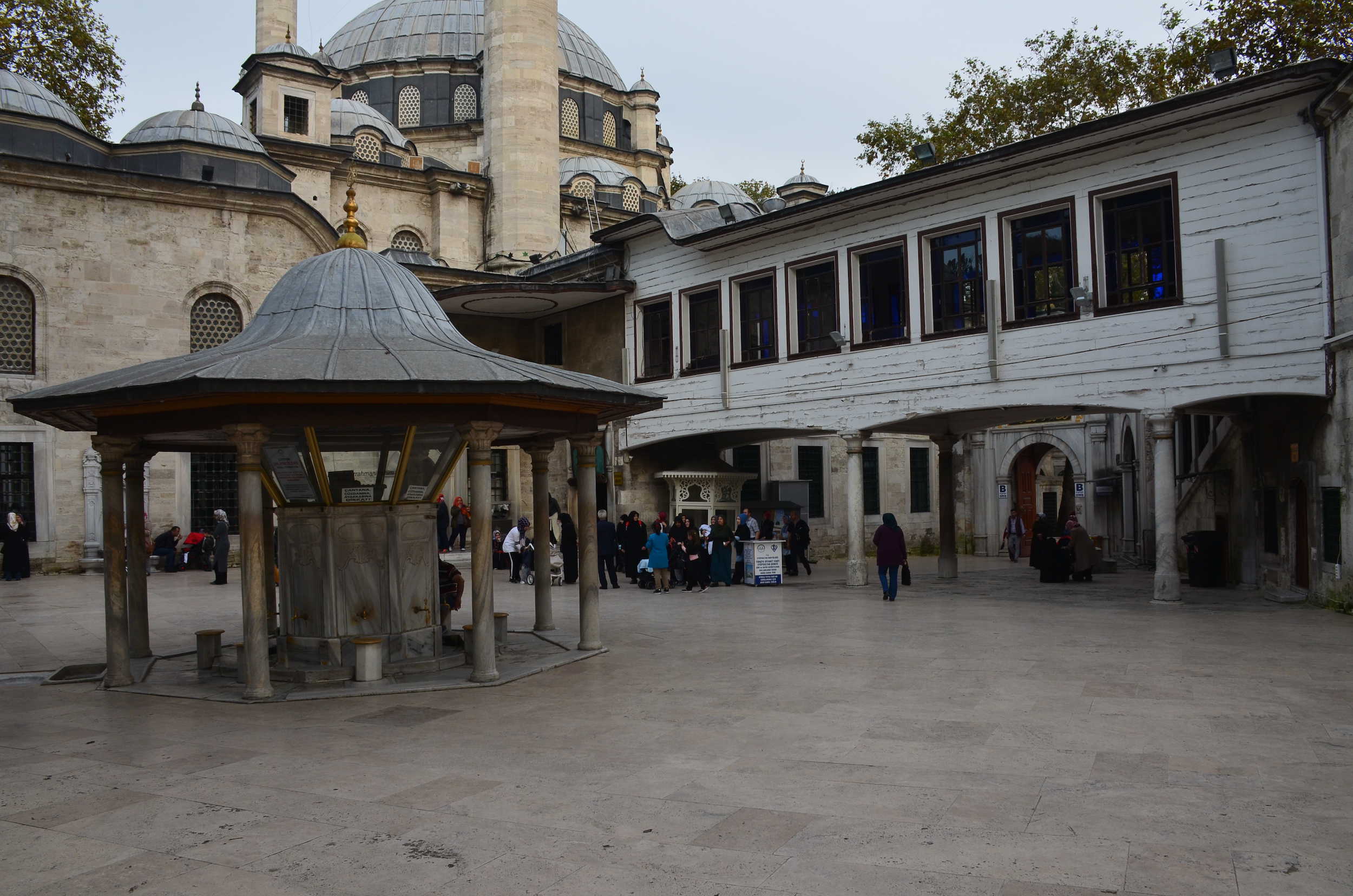 Outer courtyard at Eyüp Sultan Mosque in Istanbul, Turkey