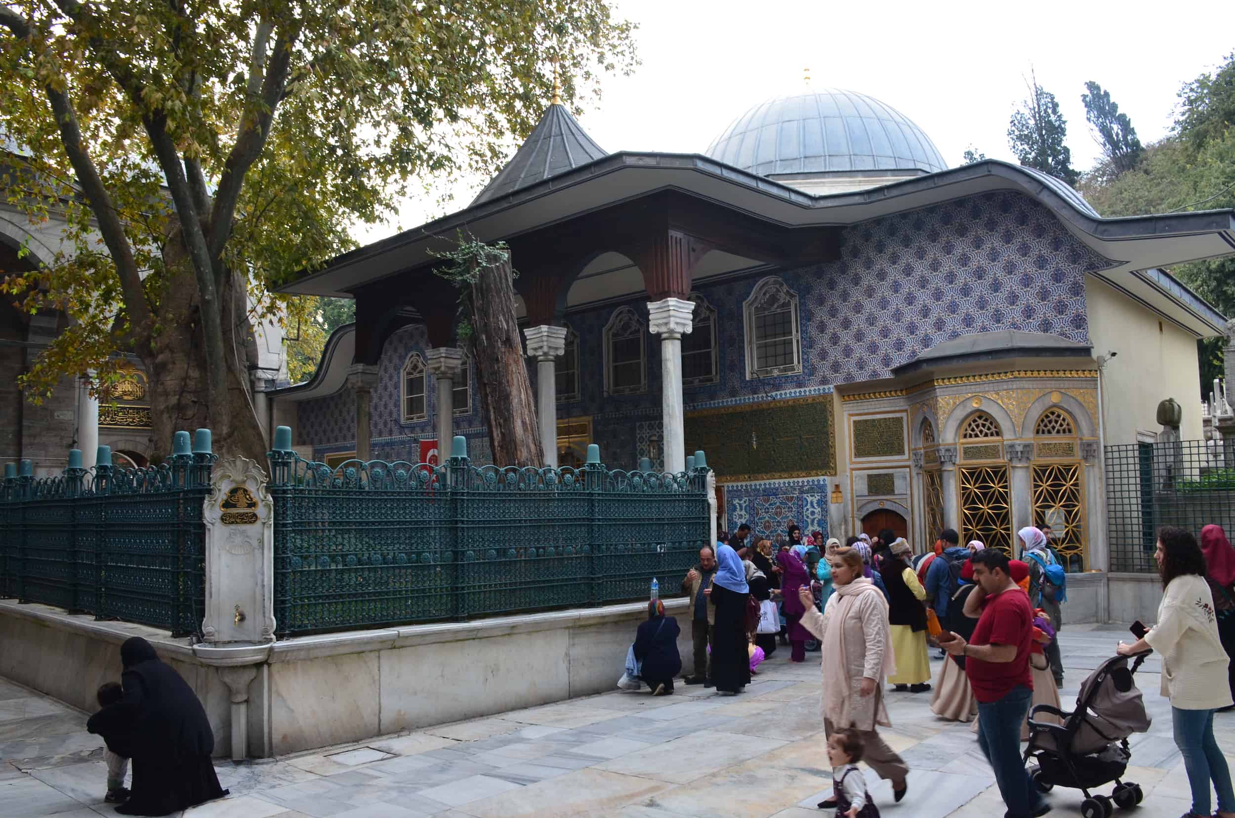 Tomb of Abu Ayub al-Ansari from the inner courtyard at Eyüp Sultan Mosque in Istanbul, Turkey