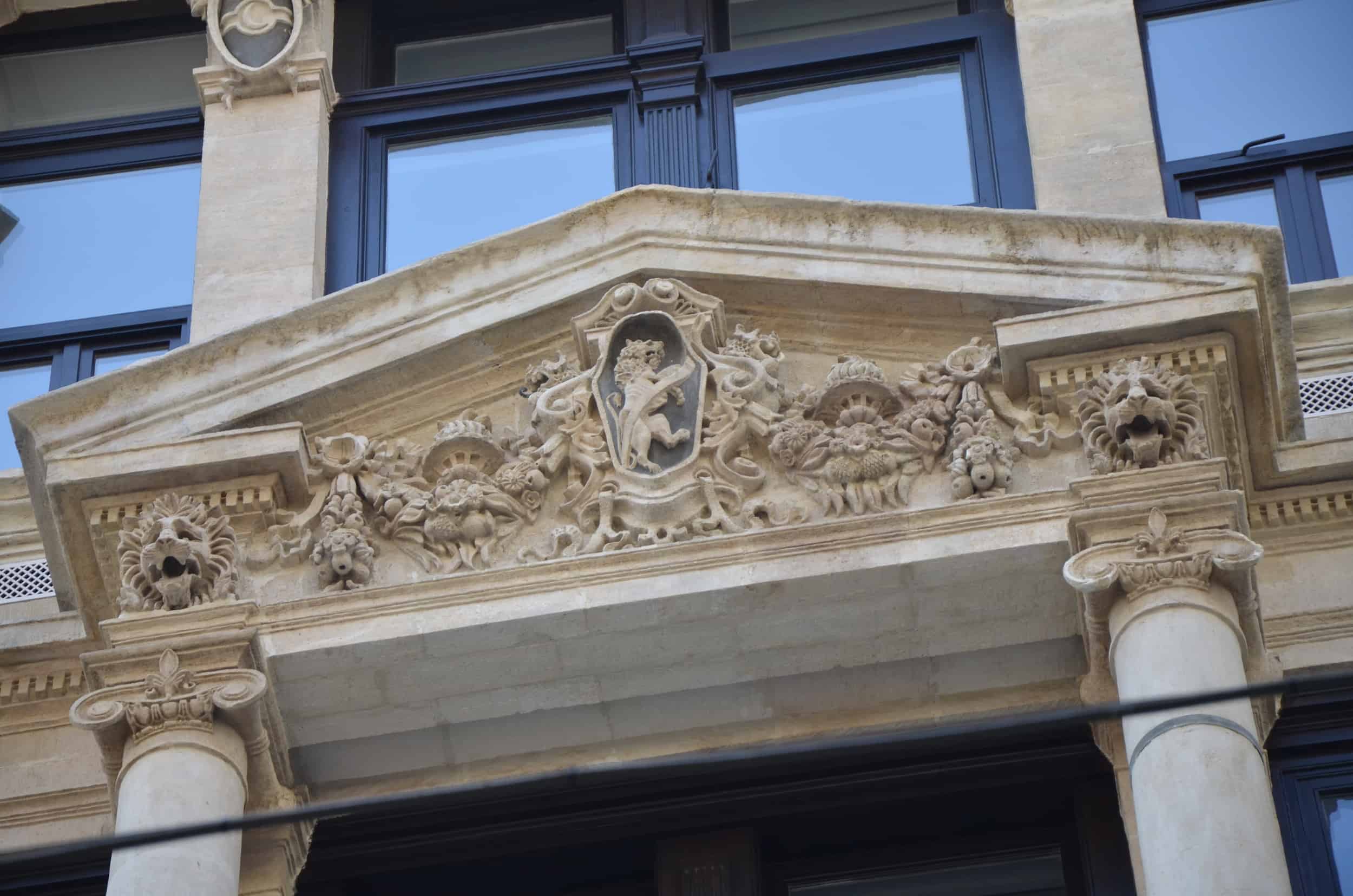 Detail on the Ottoman Bank Building on Bankalar Street in Istanbul, Turkey