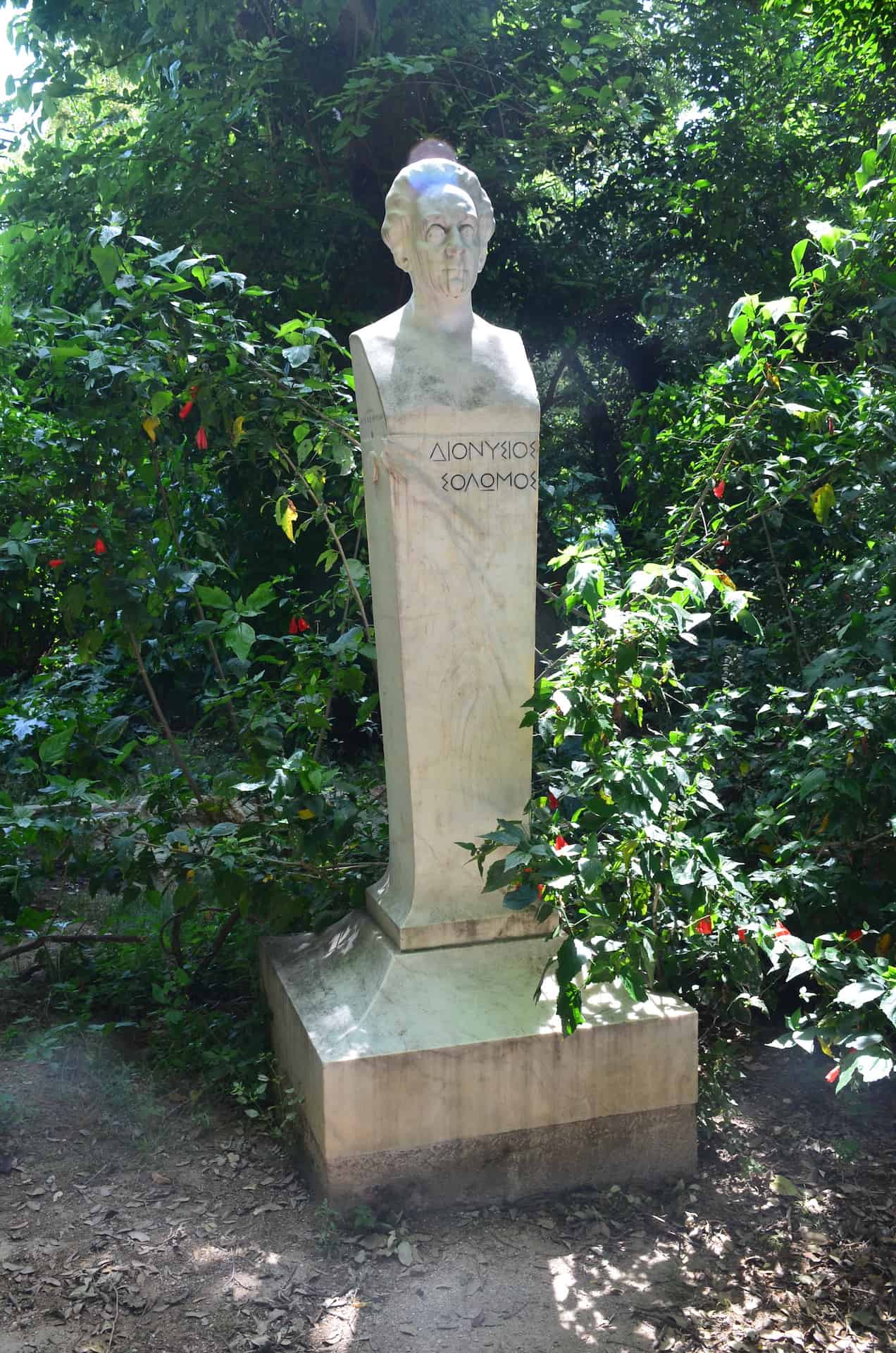 Bust of Dionysios Solomos at the National Garden in Athens Greece