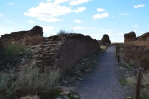 Walking through the site at Hungo Pavi at Chaco Culture National Historical Park in New Mexico
