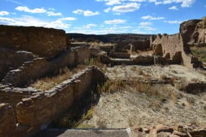 Ruined rooms at Chetro Ketl at Chaco Culture National Historical Park in New Mexico