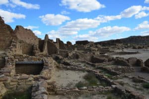 Ruined rooms at Pueblo Bonito at Chaco Culture National Historical Park in New Mexico