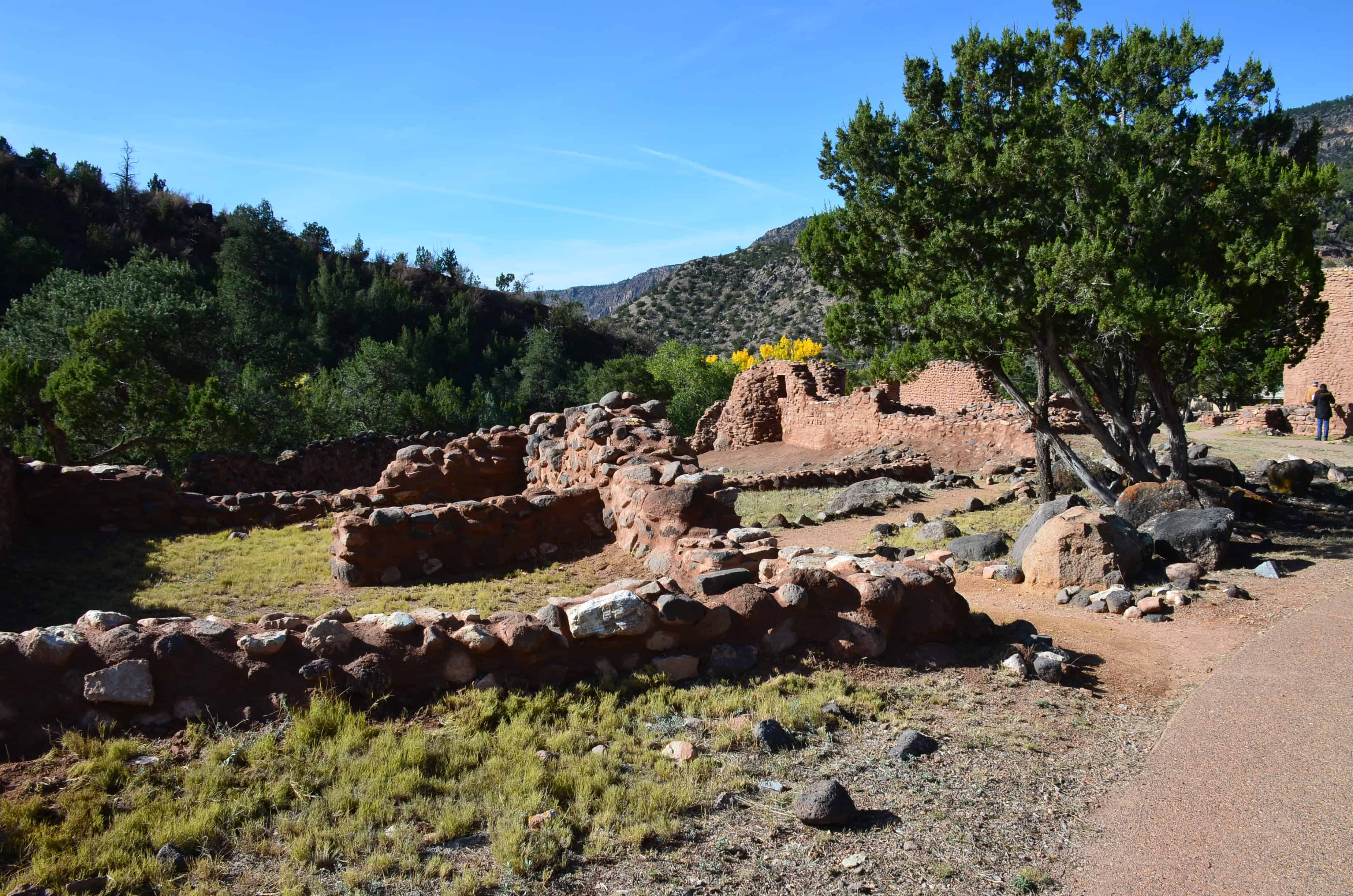 Ruins of Gíusewa at Jemez Historic Site in Jemez Springs, New Mexico