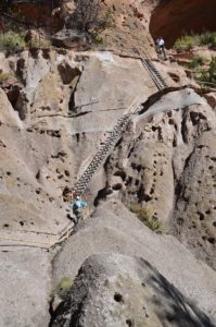 Ladders leading up to Alcove House at Bandelier National Monument in New Mexico