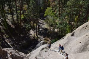 View on the way up to Alcove House at Bandelier National Monument in New Mexico