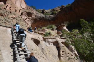 The final ladder to Alcove House at Bandelier National Monument in New Mexico