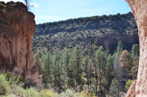 View of the canyon at Alcove House at Bandelier National Monument in New Mexico