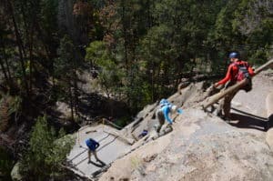 Heading back down from Alcove House at Bandelier National Monument in New Mexico