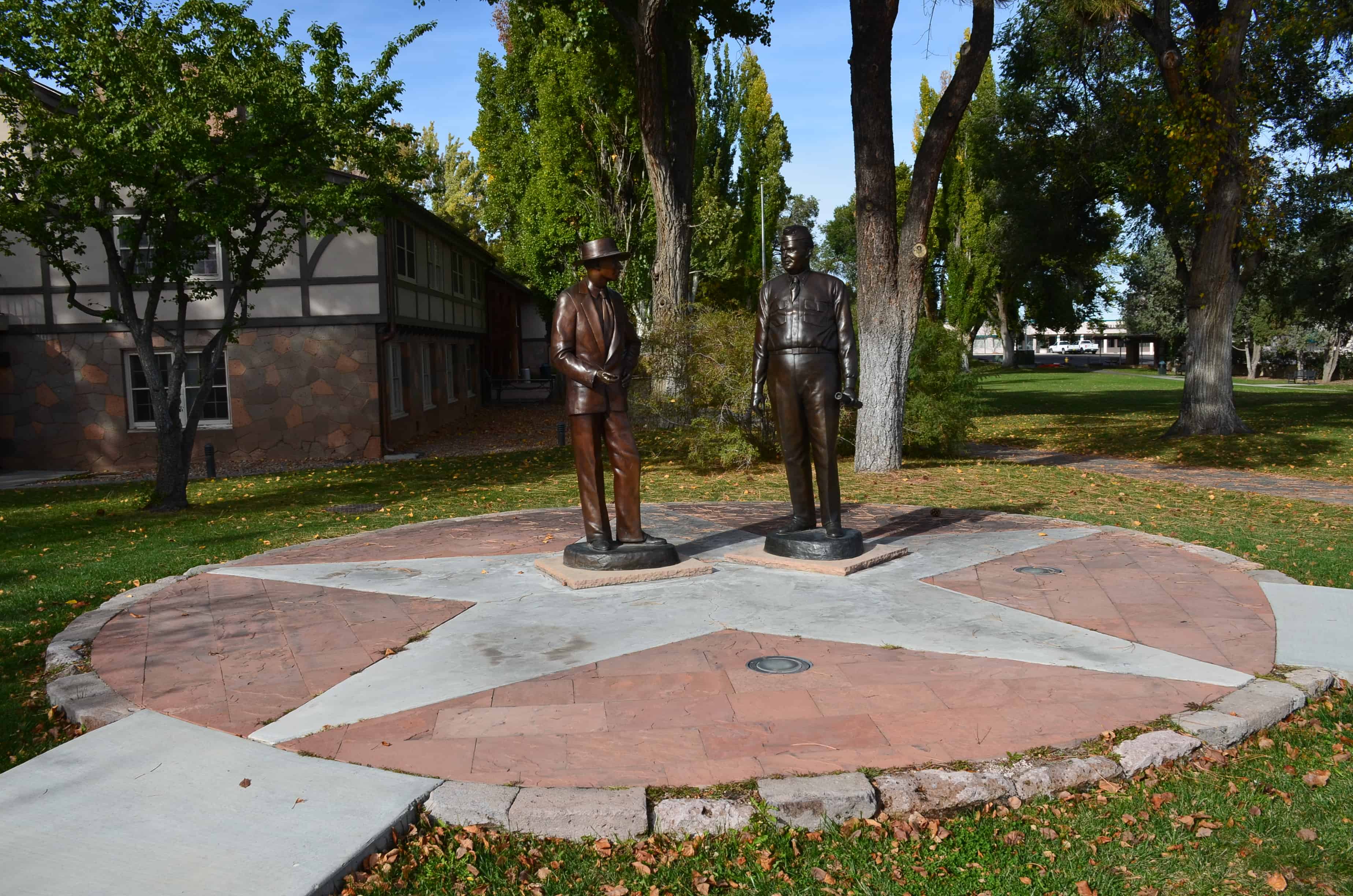 Oppenheimer-Groves Sculpture at Manhattan Project National Historical Park in Los Alamos, New Mexico