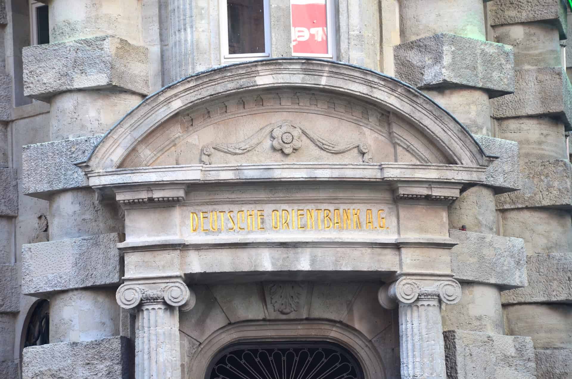 Deutsche Orientbank inscription on Germanya Han in Eminönü, Istanbul, Turkey