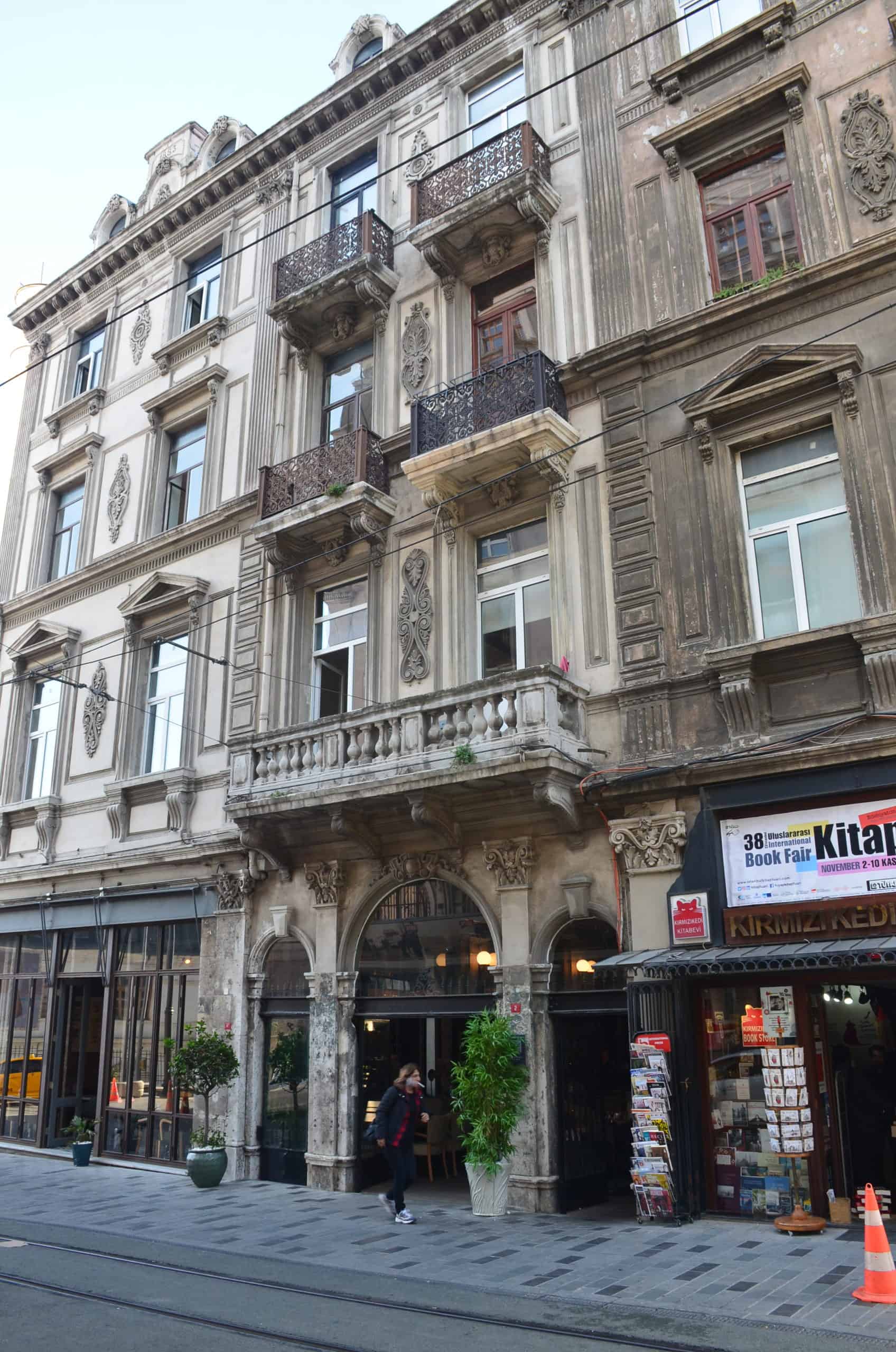 Building containing Tünel Passage on Istiklal Street in Istanbul, Turkey