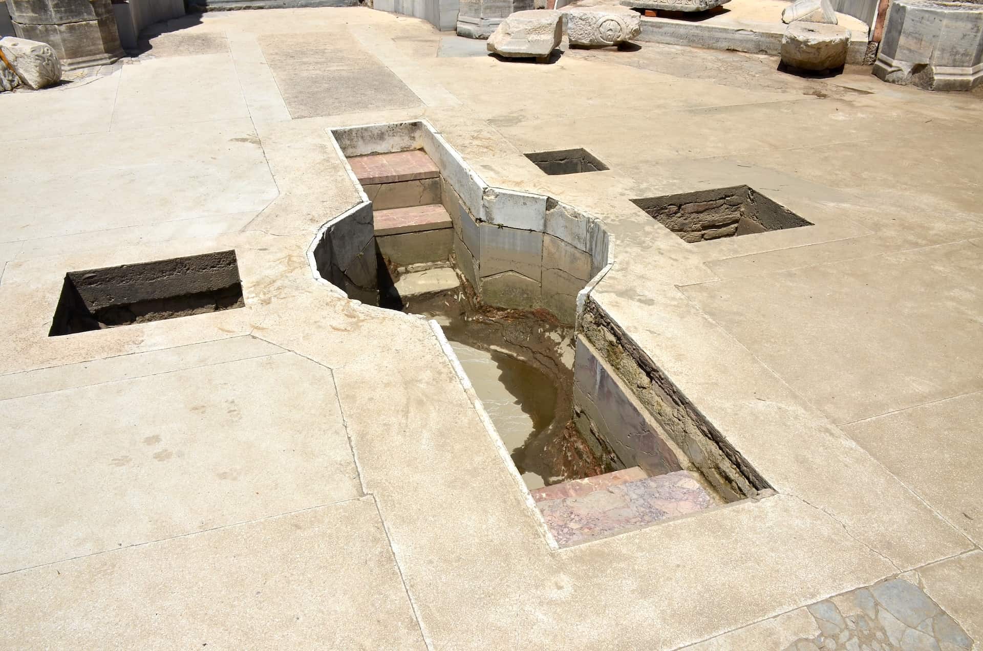 Baptismal pool in the baptistry at the Basilica of Saint John in Selçuk, Turkey