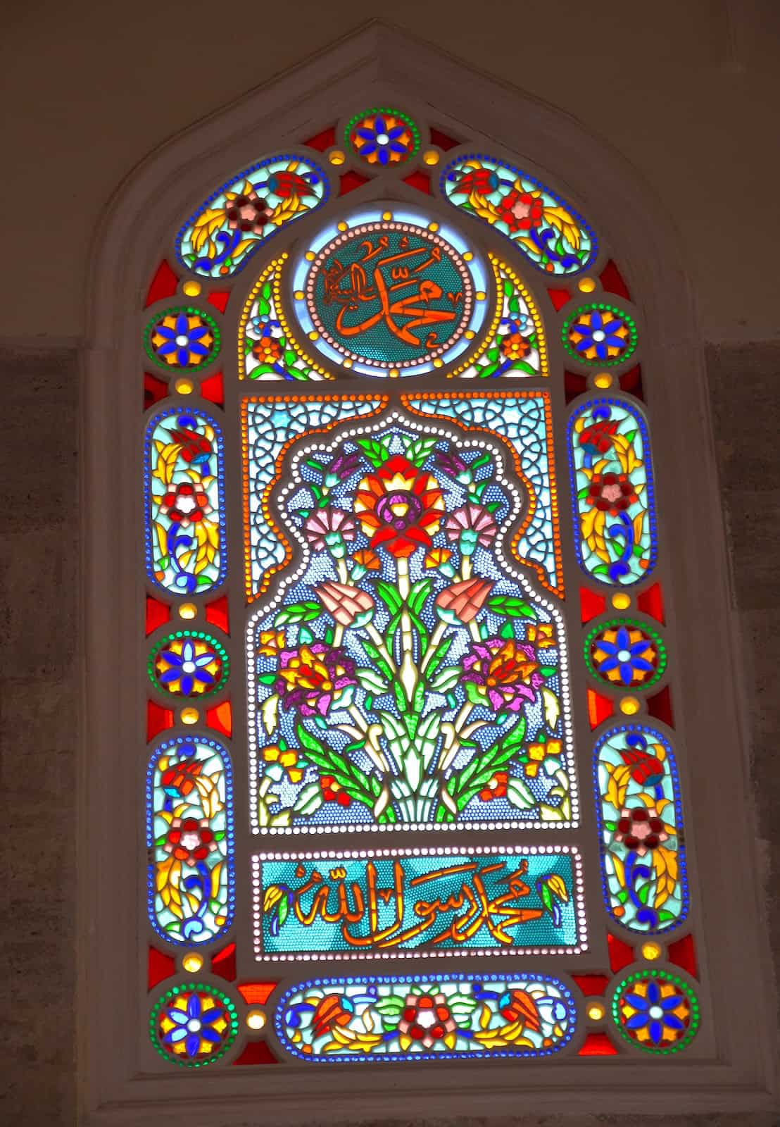 Stained glass window in the Şemsi Pasha Mosque