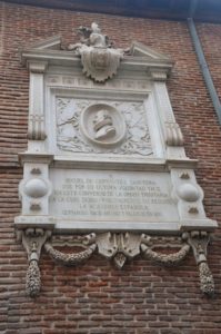 Cervantes plaque at Convento de las Trinitarias Descalzas in Madrid, Spain