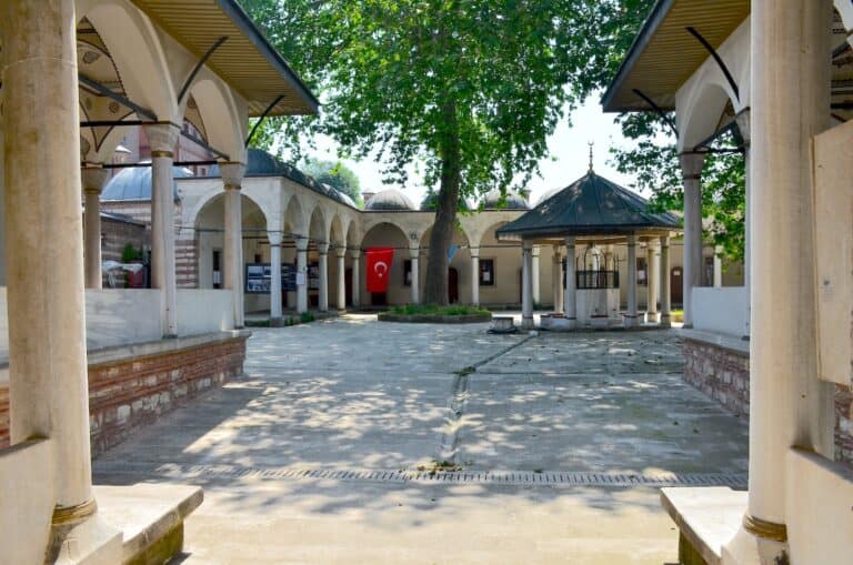 Courtyard of the Damat Ibrahim Pasha Complex in Şehzadebaşı, Istanbul, Turkey