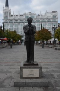 Federico García Lorca statue at Plaza de Santa Ana in Madrid, Spain