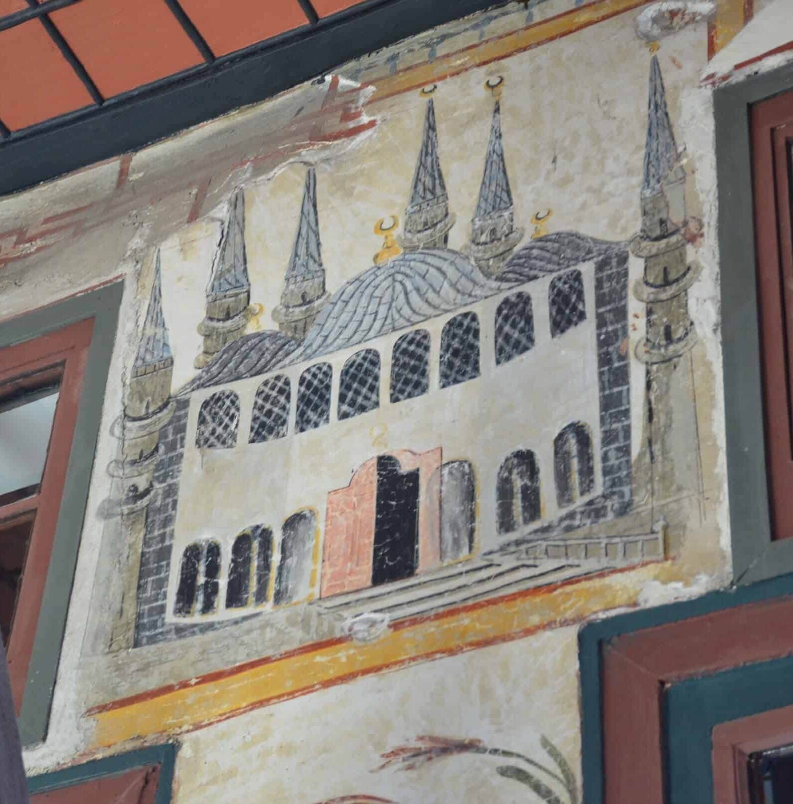 Painting of a mosque on the Halberdiers' Mosque