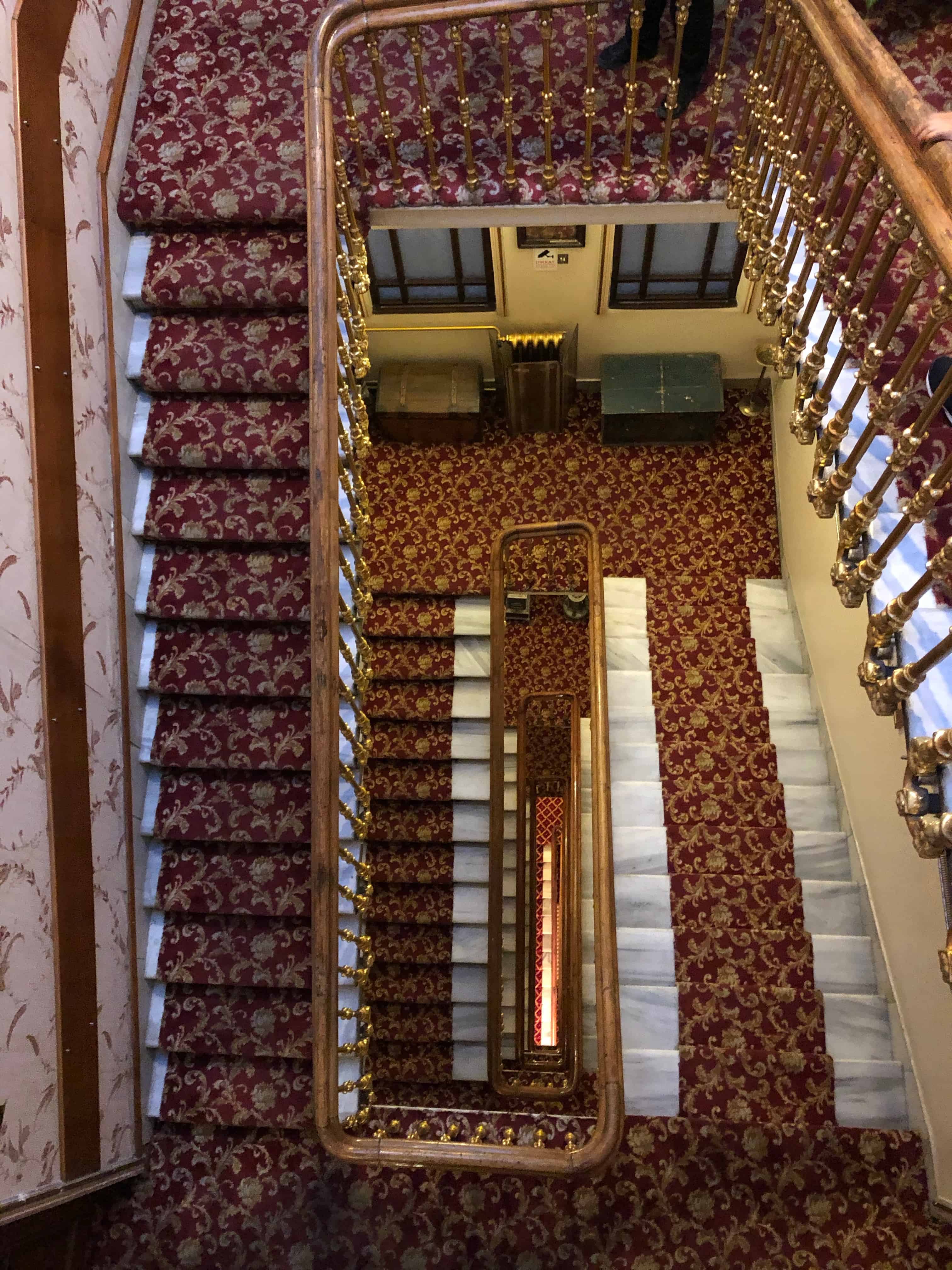Stairwell in the Grand Hotel de Londres in Tepebaşı, Istanbul, Turkey