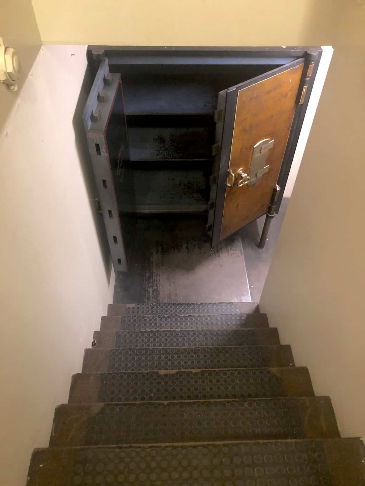 Looking down the stairs of the vault at the Ottoman Bank Building