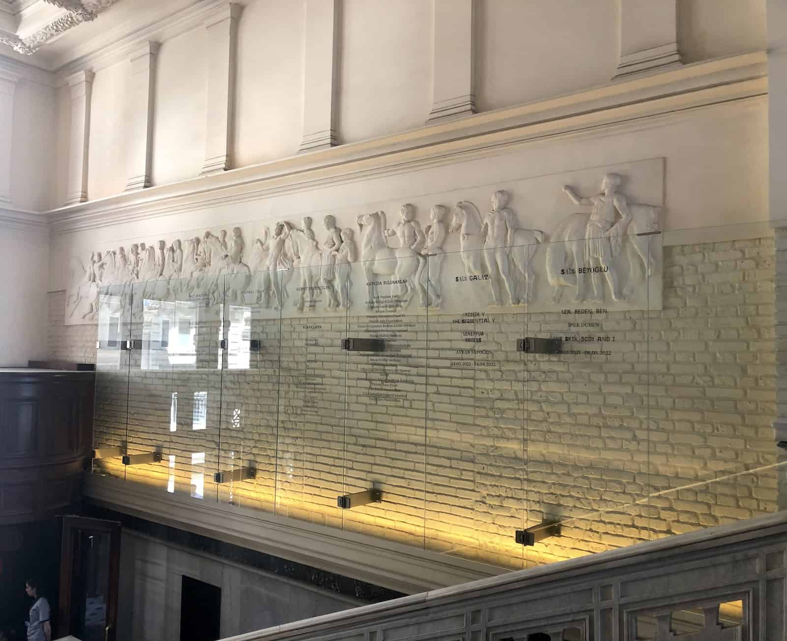 Bas-relief sculptures inside the entrance to the Ottoman Bank Building