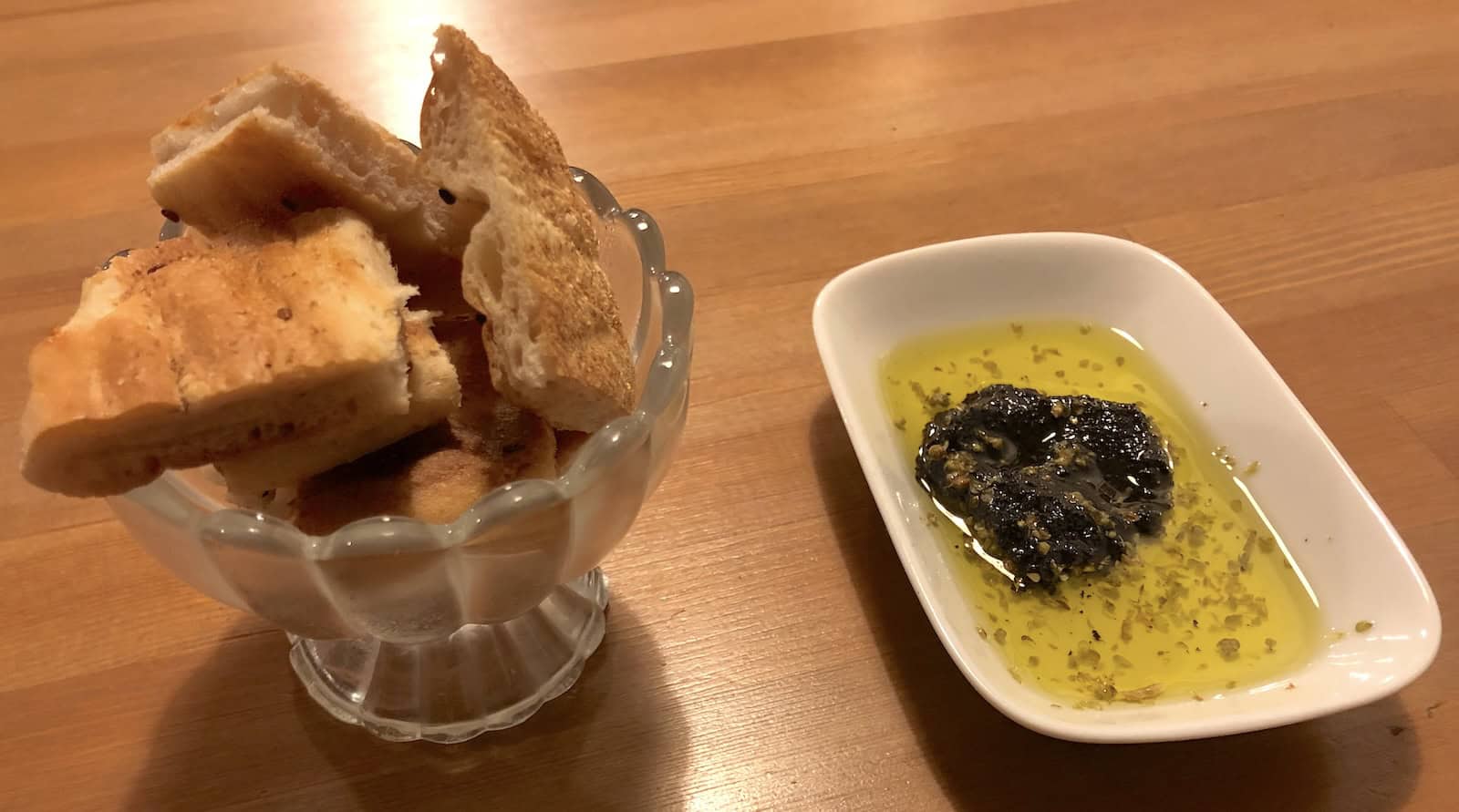 Bread and olive oil dip at Semolina