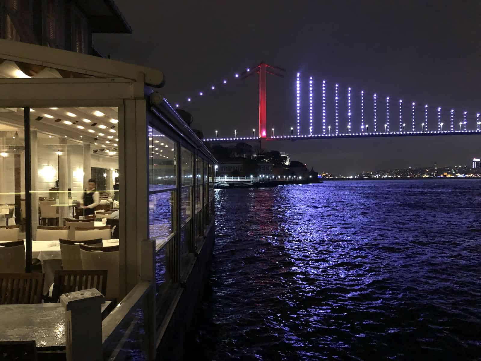 View of the Bosporus Bridge from Villa Bosphorus Beylerbeyi in Istanbul, Turkey