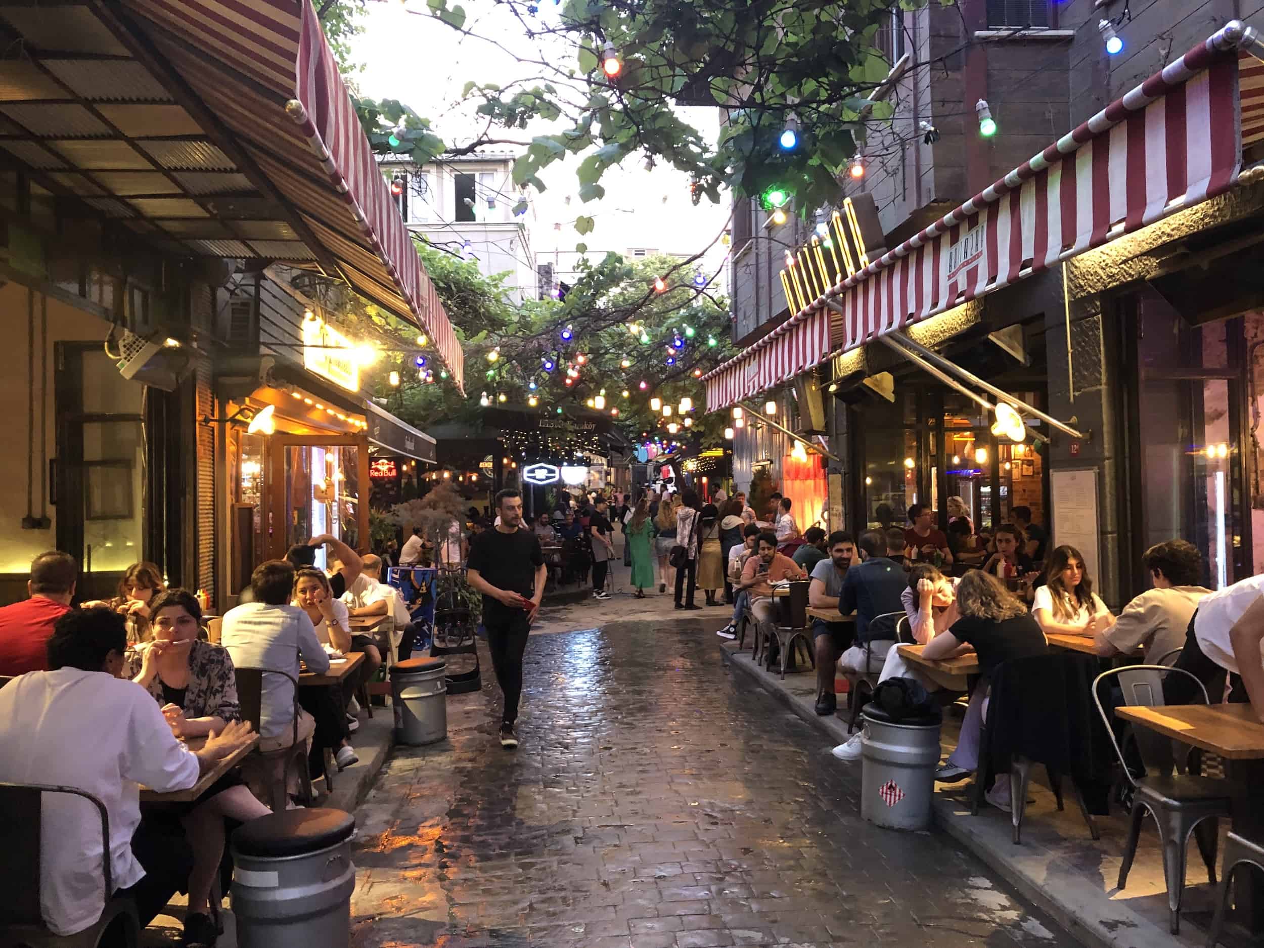 A lively street in Karaköy, Istanbul, Turkey