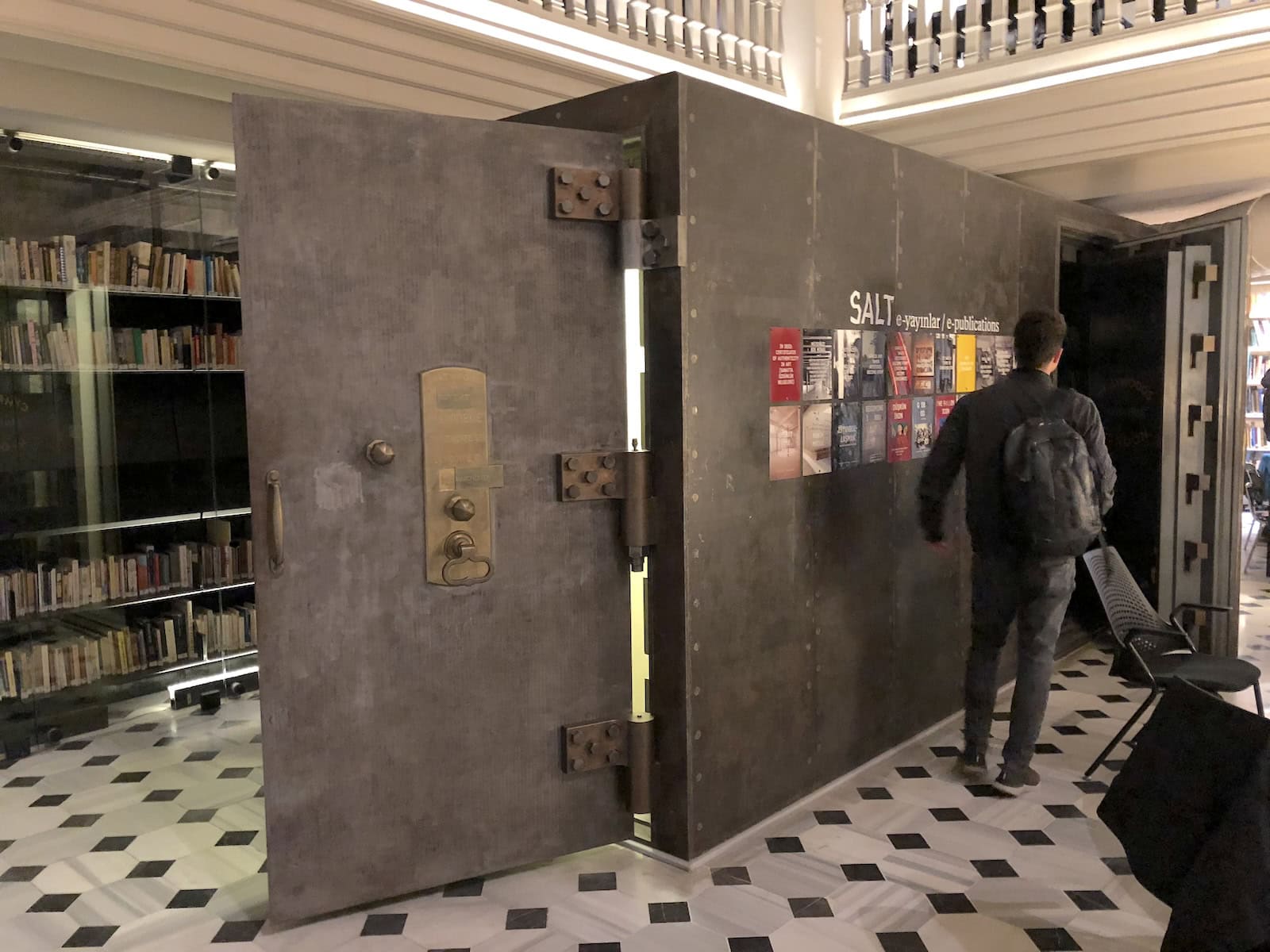 Bank vault in the library at SALT Galata in Istanbul, Turkey