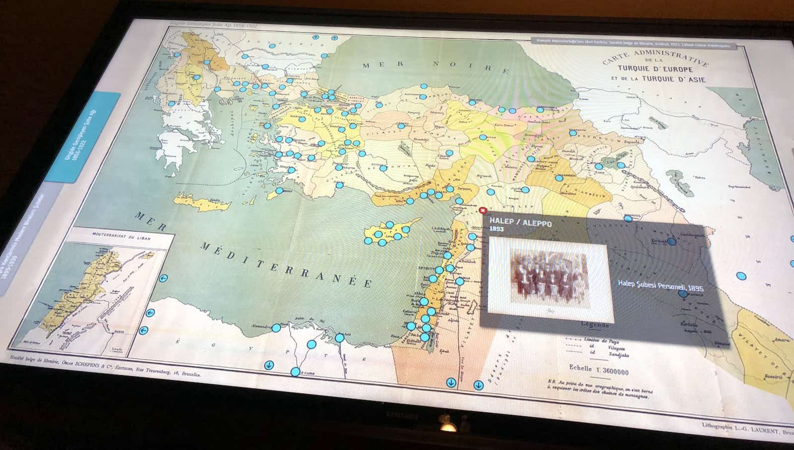 Interactive map of Ottoman Bank branches at SALT Galata in Istanbul, Turkey