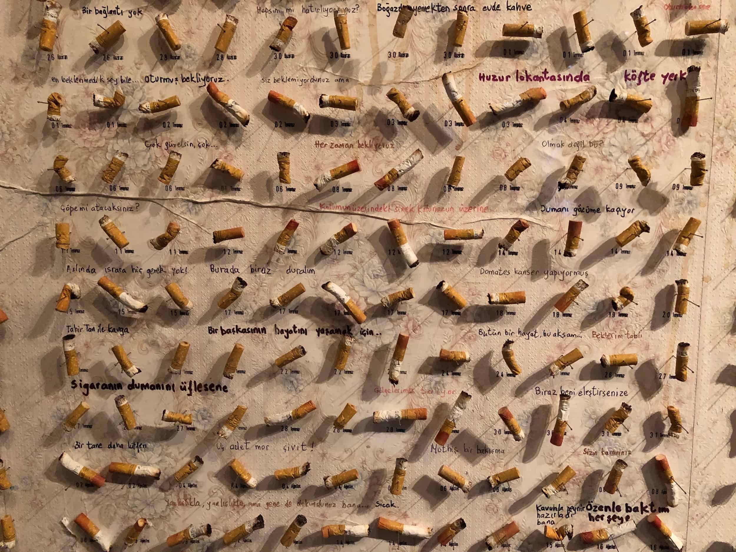 Wall of cigarettes at the Museum of Innocence in Istanbul, Turkey
