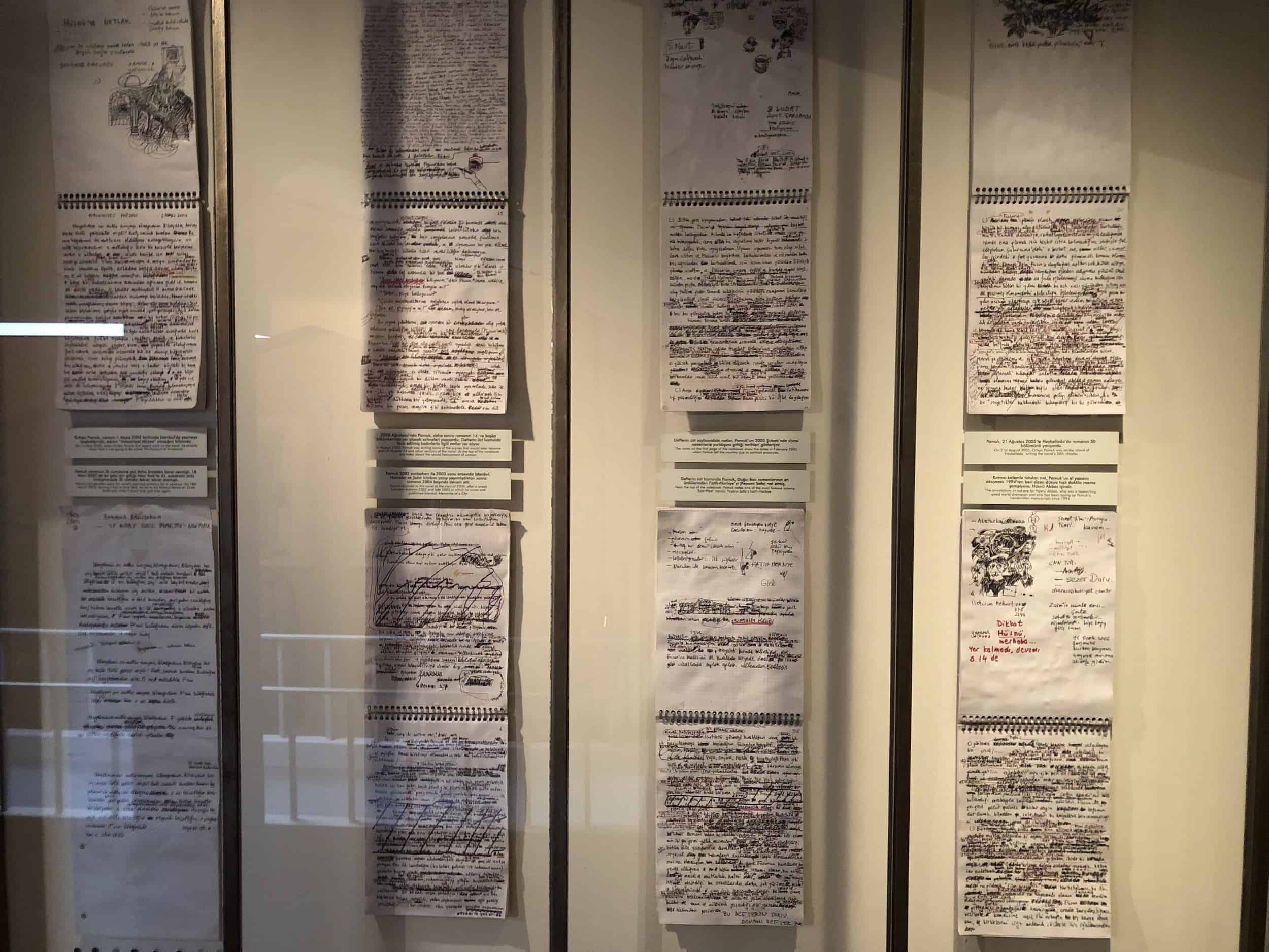 Notes by Orhan Pamuk at the Museum of Innocence in Istanbul, Turkey