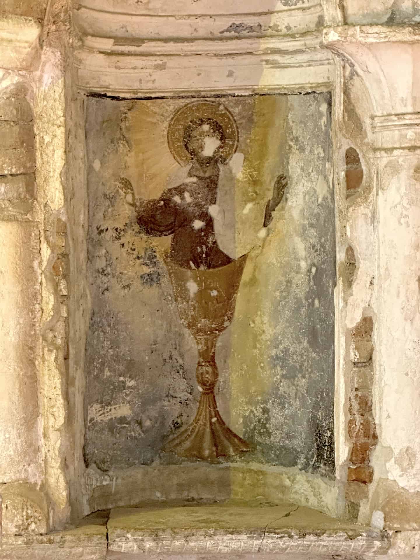 Fresco of Christ in the southeast niches at the Church of St. John the Baptist
