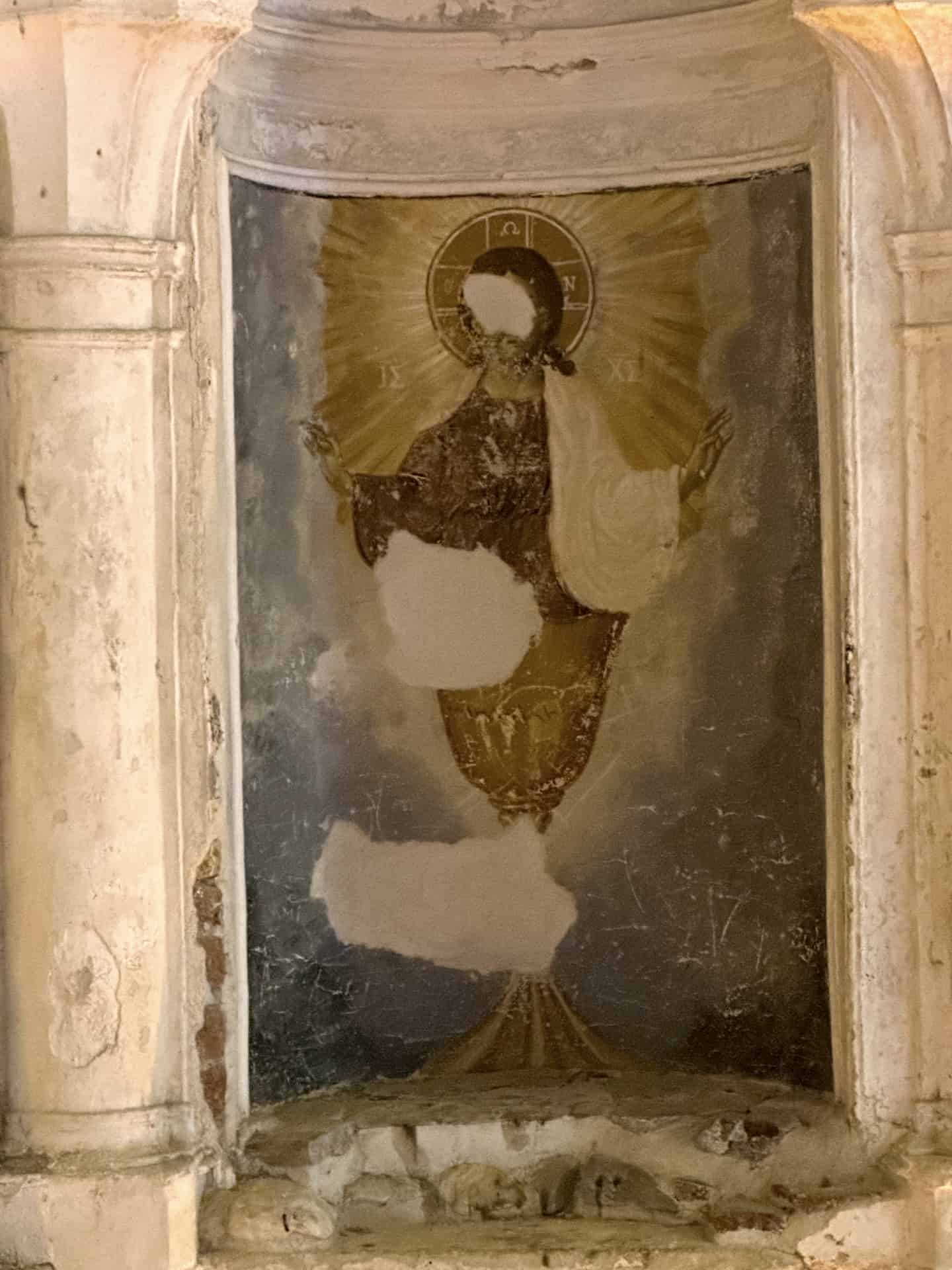 Fresco of Christ in the northeast niches at the Church of St. John the Baptist