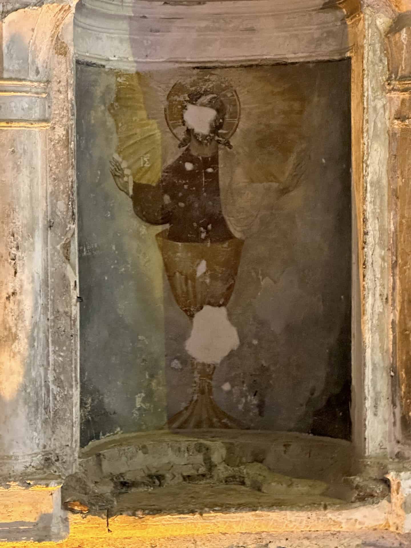 Fresco of Christ in the northeast niches at the Church of St. John the Baptist in Şirince, Turkey