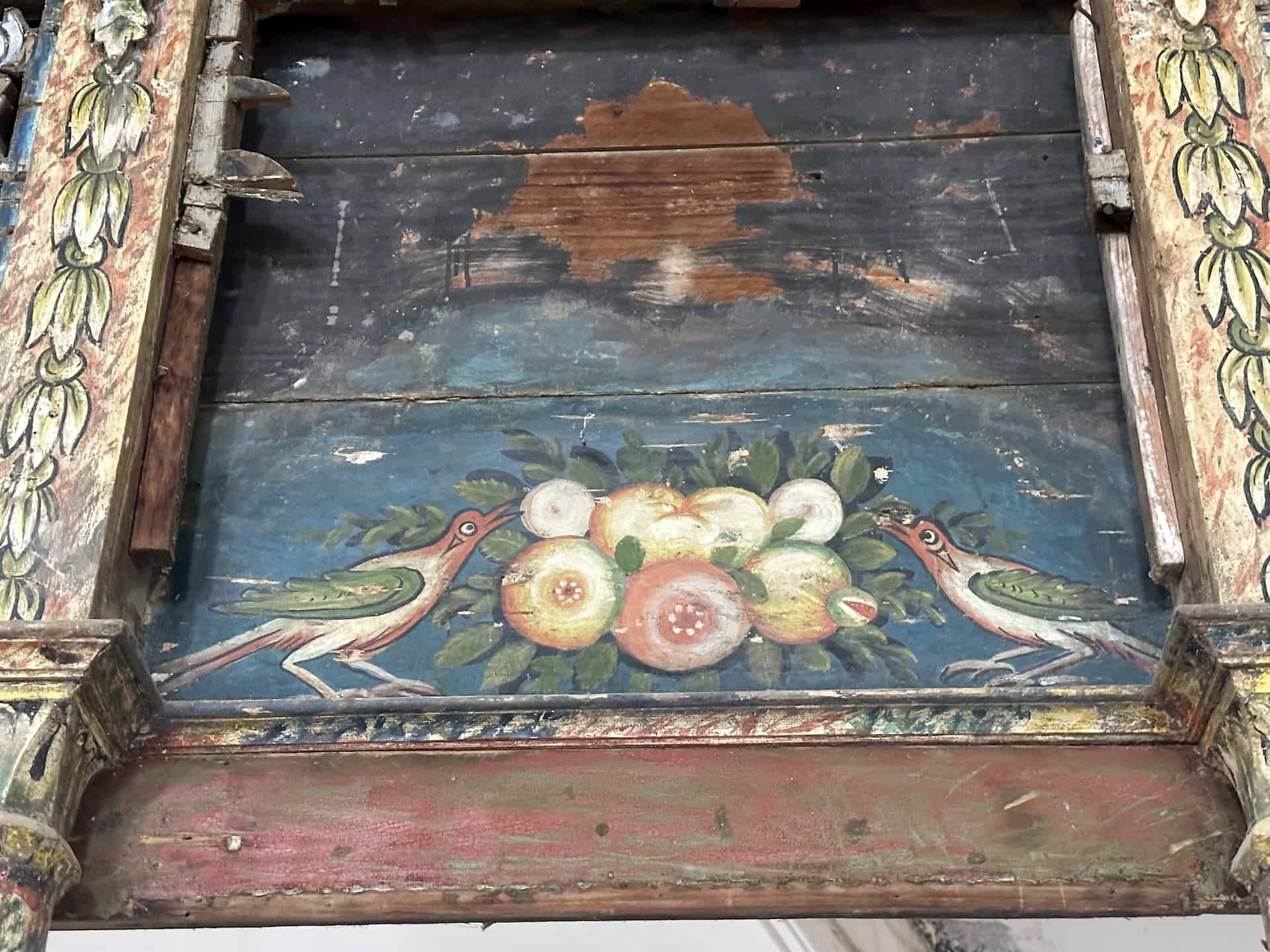 Figures of fruit and birds on the Iconostasis at St. Demetrios Church