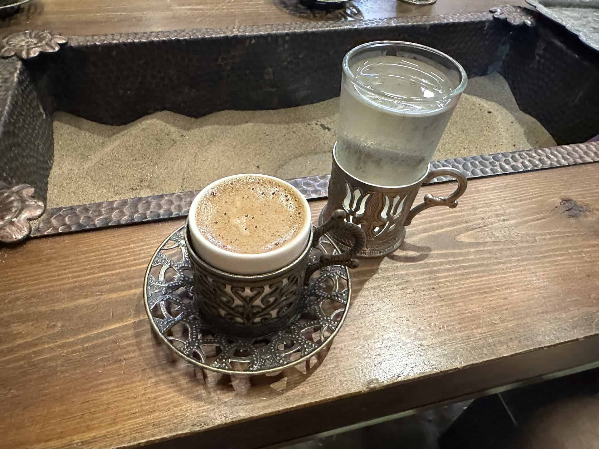 Turkish coffee cooked in hot sand at Fındık Café