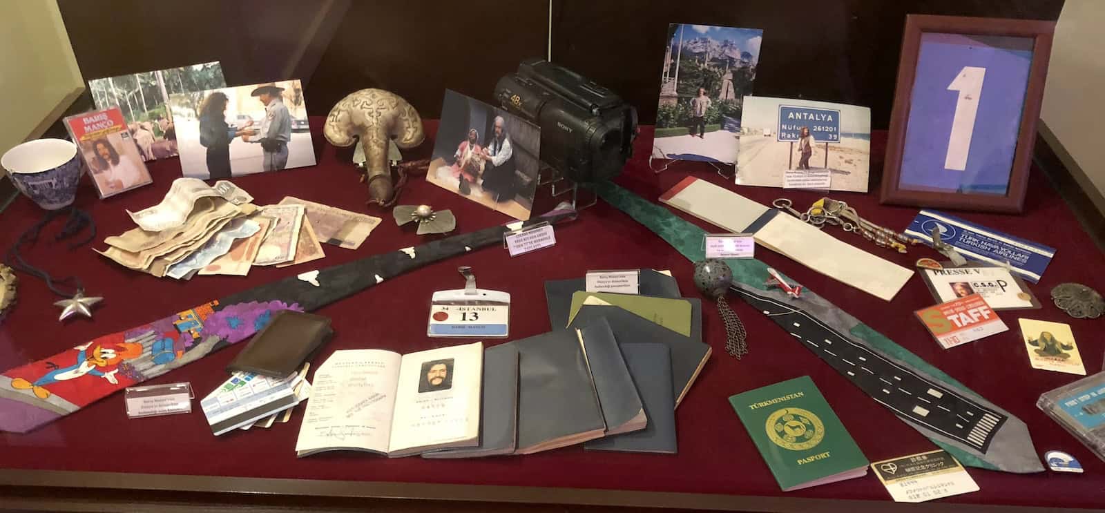 Travel memorabilia at the Barış Manço Museum in Istanbul, Turkey