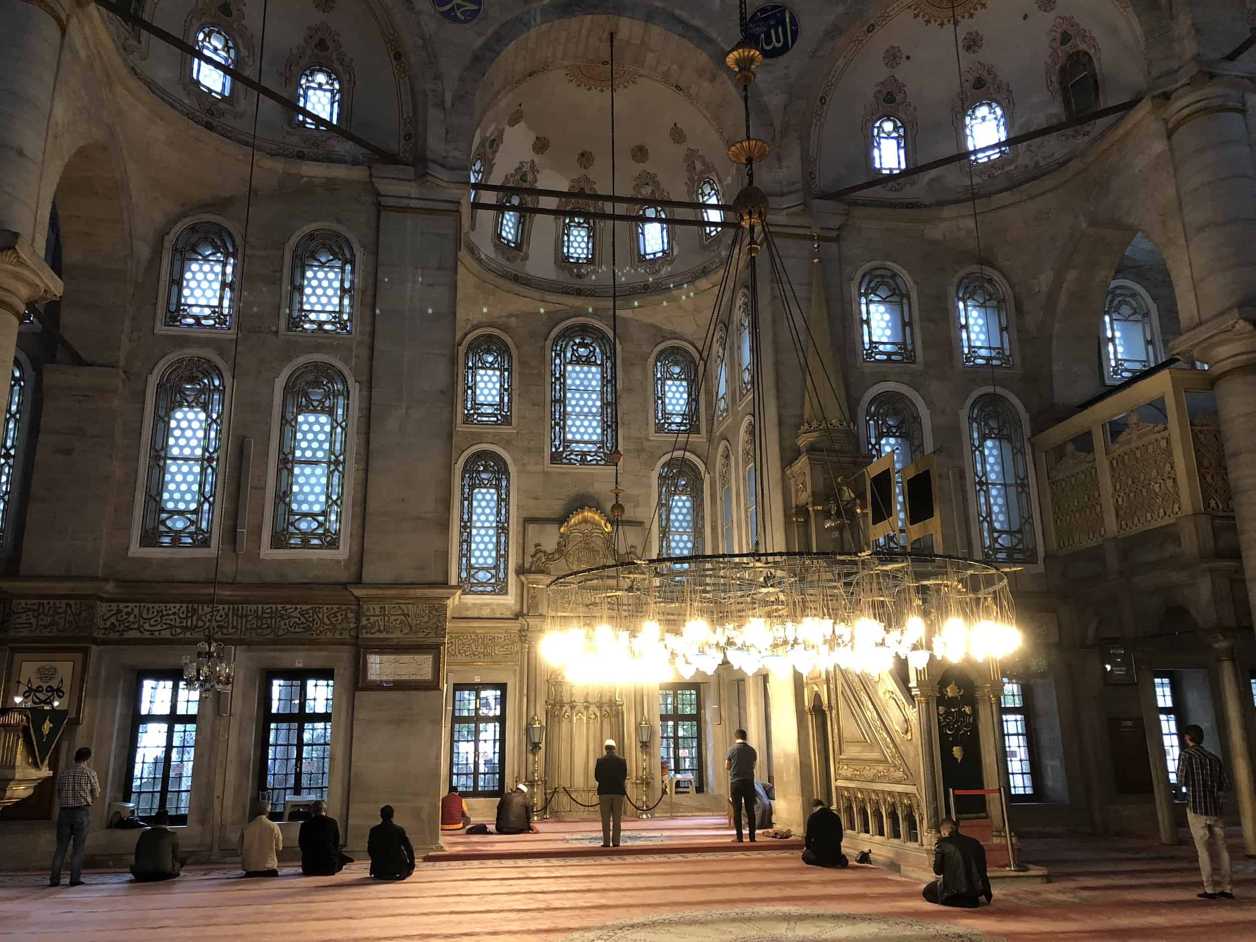 Prayer hall at Eyüp Sultan Mosque in Istanbul, Turkey