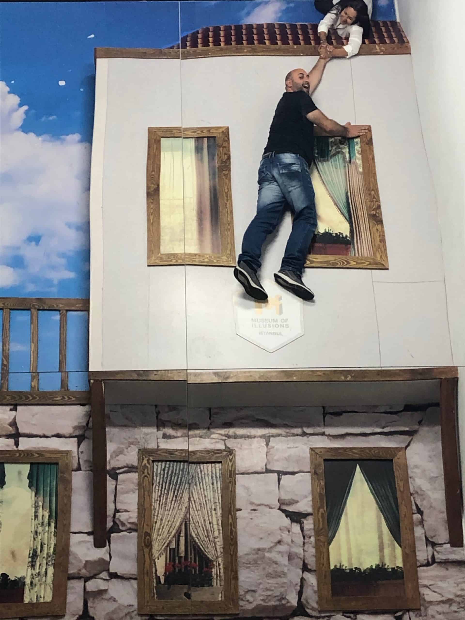 Falling off a building at the Museum of Illusions