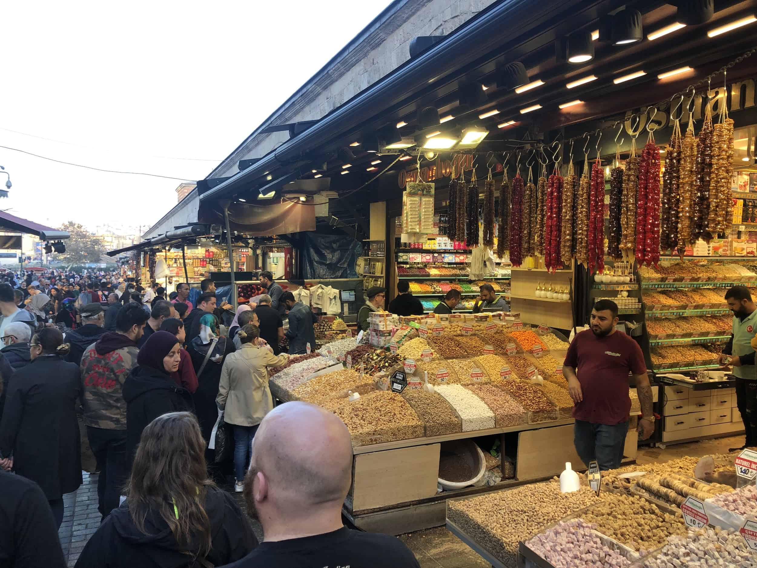 Side facing Eminönü Square at the Spice Bazaar in Eminönü, Istanbul, Turkey
