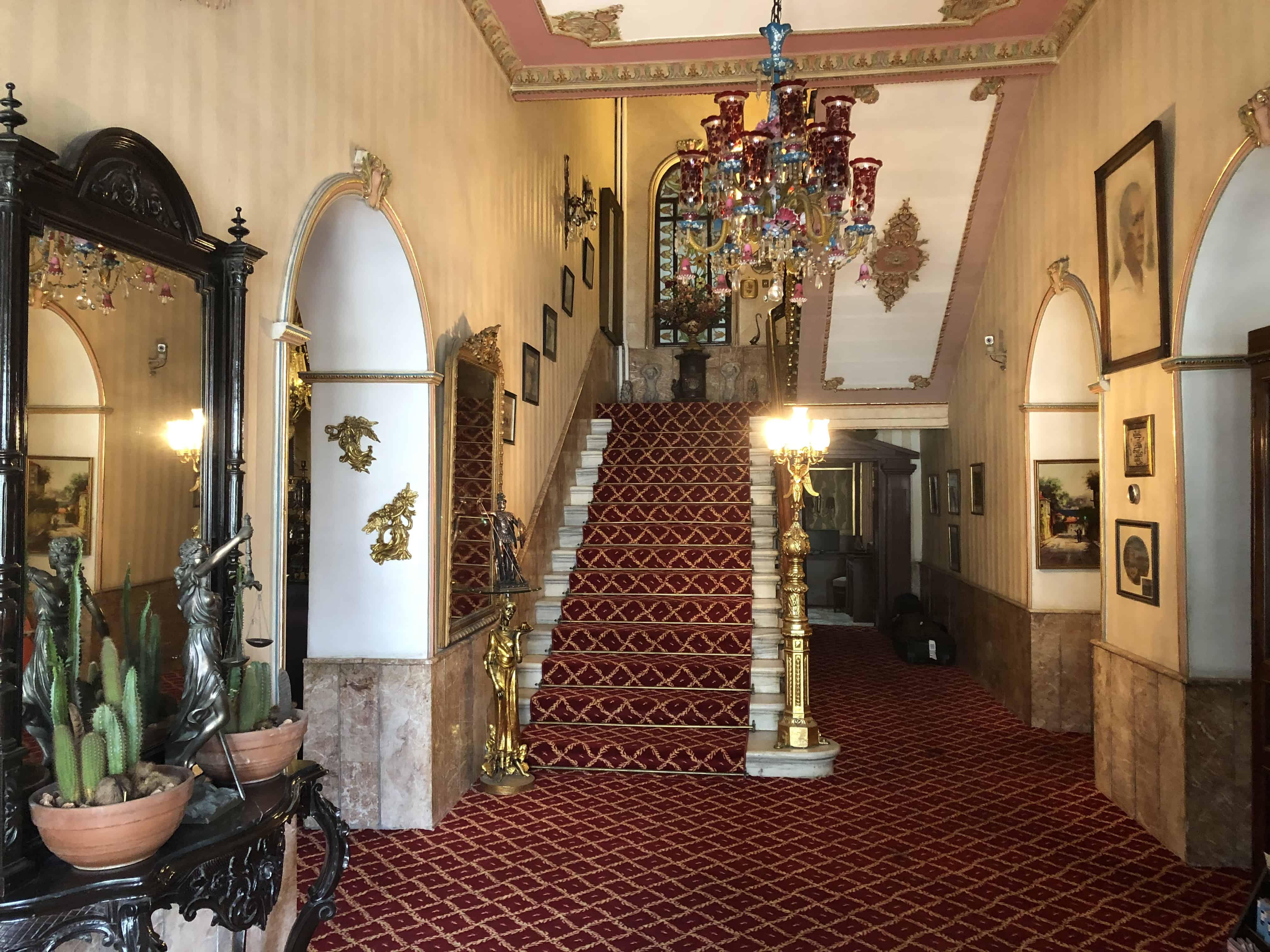 Lobby of the Grand Hotel de Londres in Tepebaşı, Istanbul, Turkey