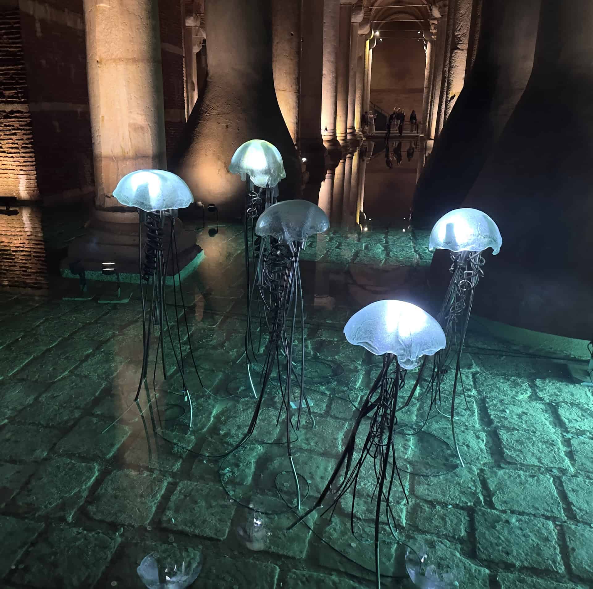 Jellyfish sculptures in the Basilica Cistern in Istanbul, Turkey