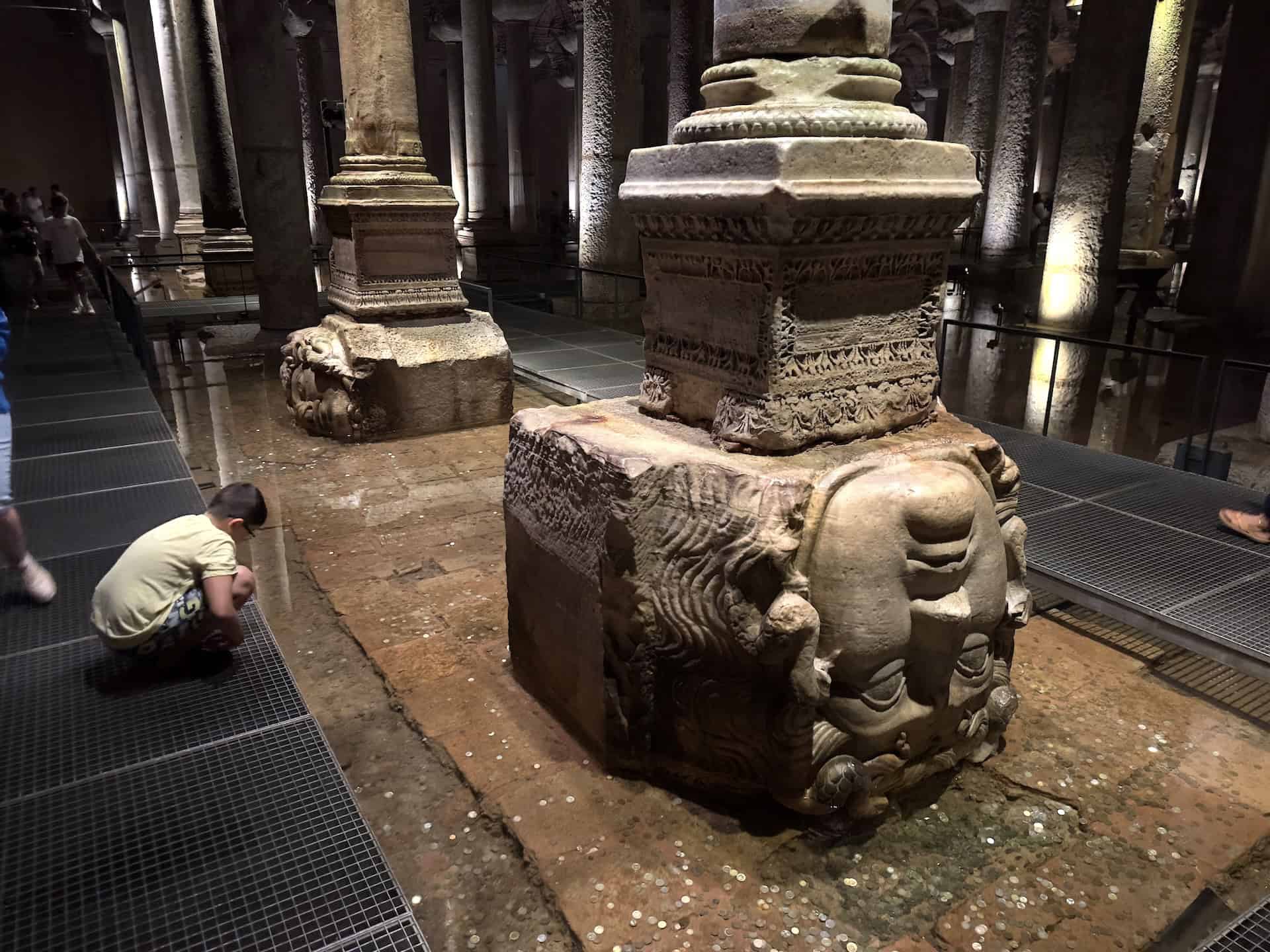 Medusa heads in the Basilica Cistern in Istanbul, Turkey