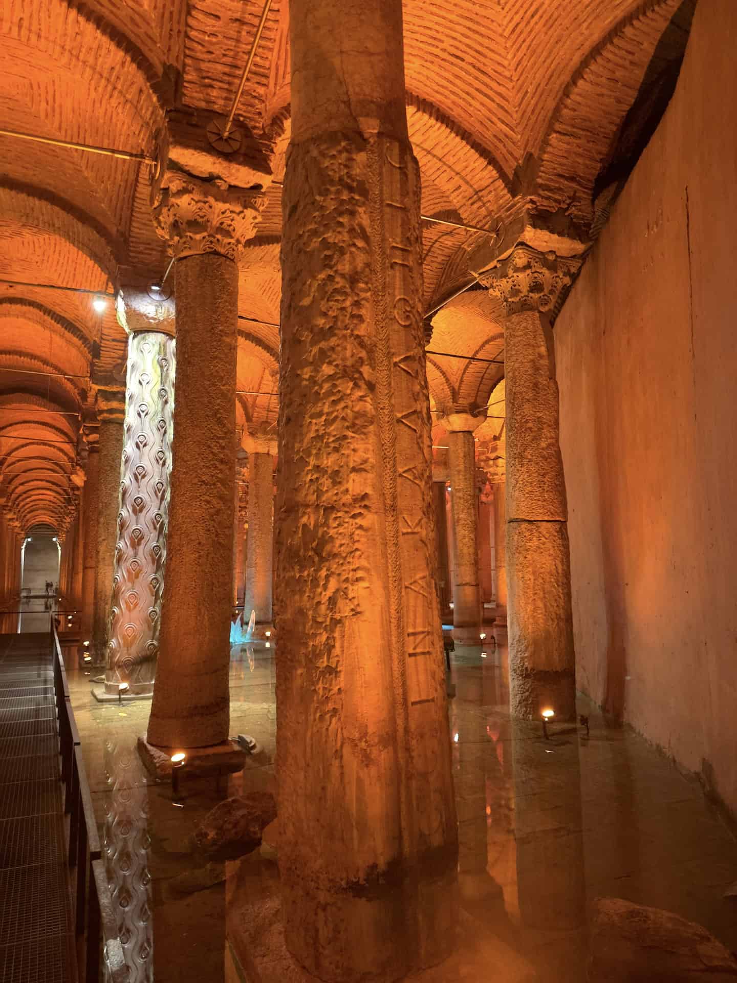 Lintel with an inscription in the Basilica Cistern in Istanbul, Turkey