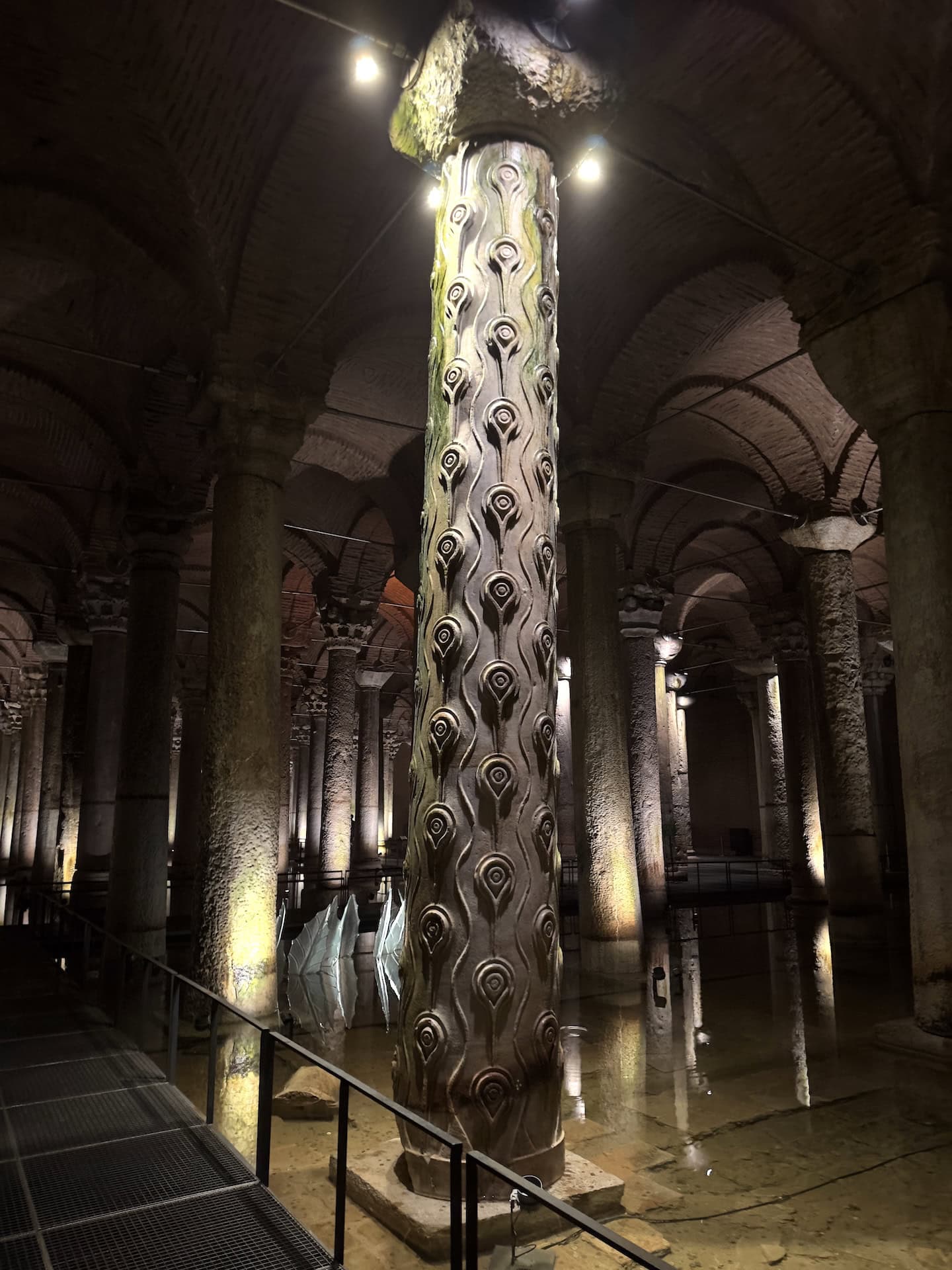 Crying Column in the Basilica Cistern in Istanbul, Turkey