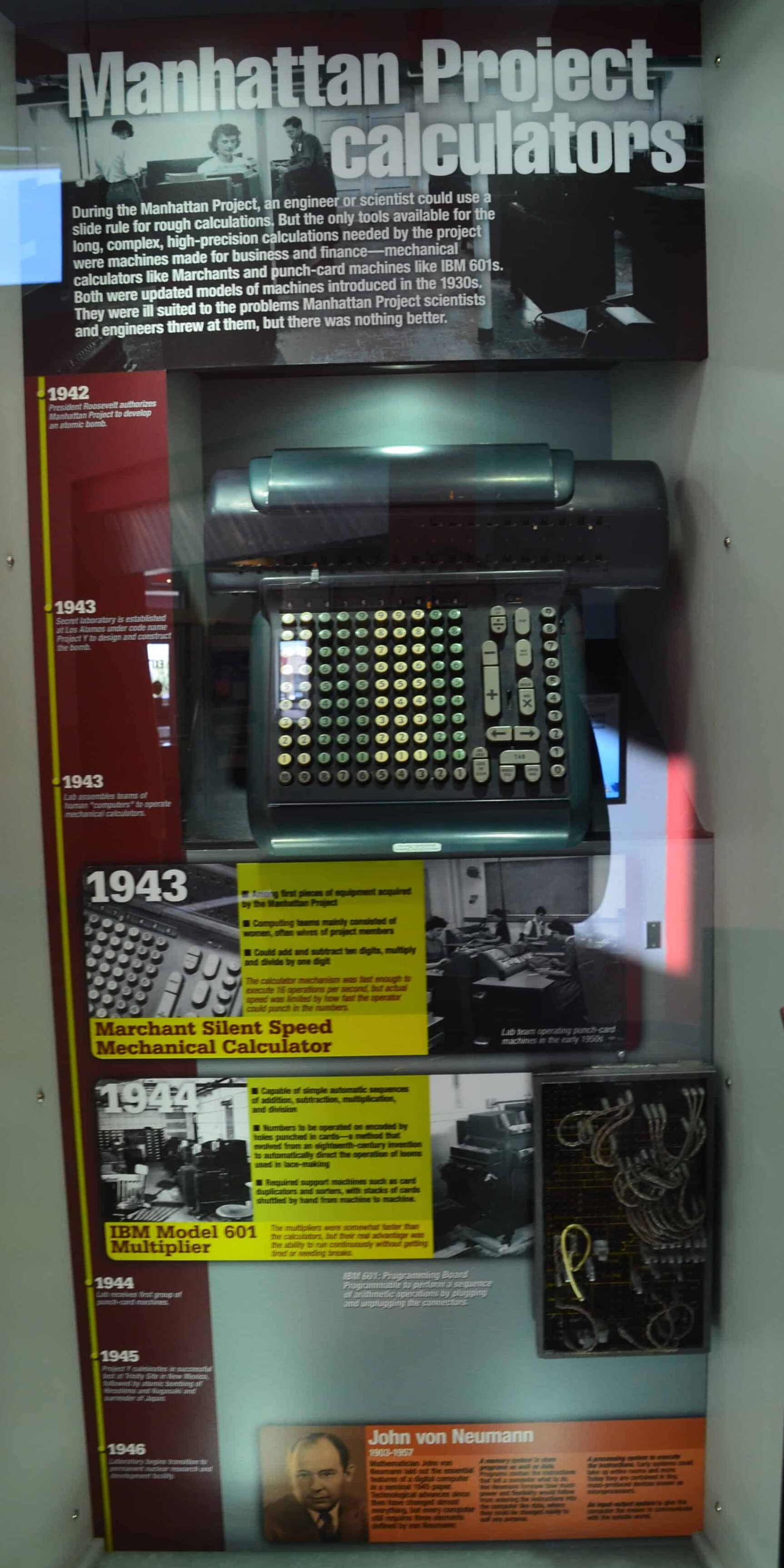 Manhattan Project calculators at the Bradbury Science Museum in Los Alamos, New Mexico
