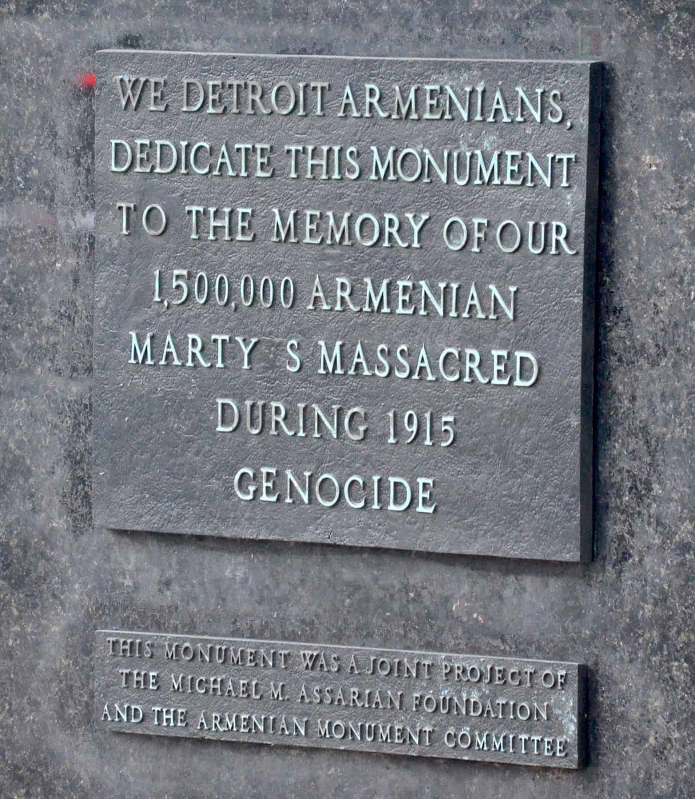 Dedication on the Detroit Armenian Genocide Memorial