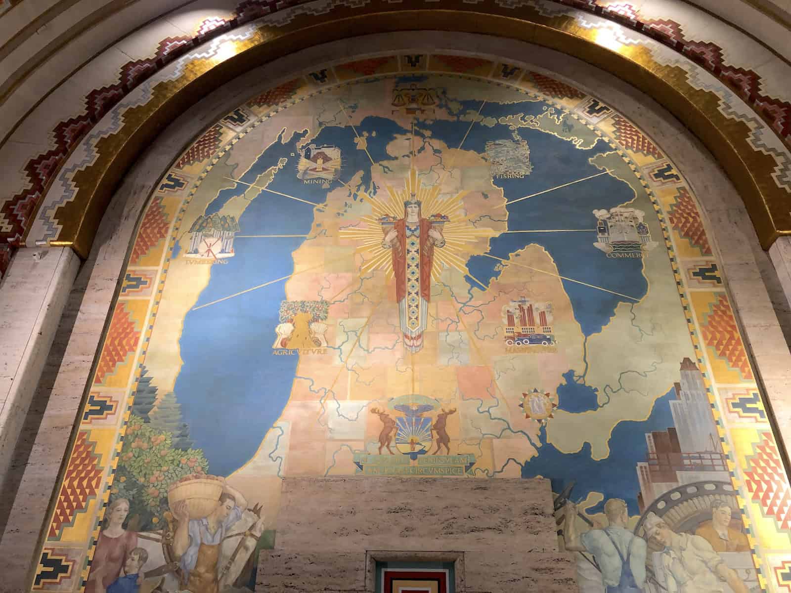 Michigan mural at the Guardian Building in Detroit, Michigan