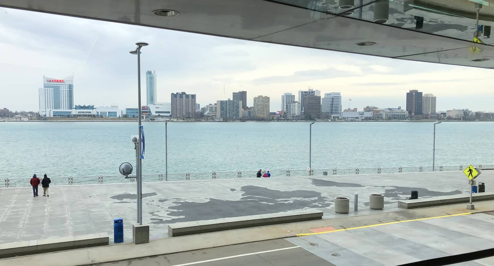 Riverfront Promenade at the GM Renaissance Center in Detroit, Michigan